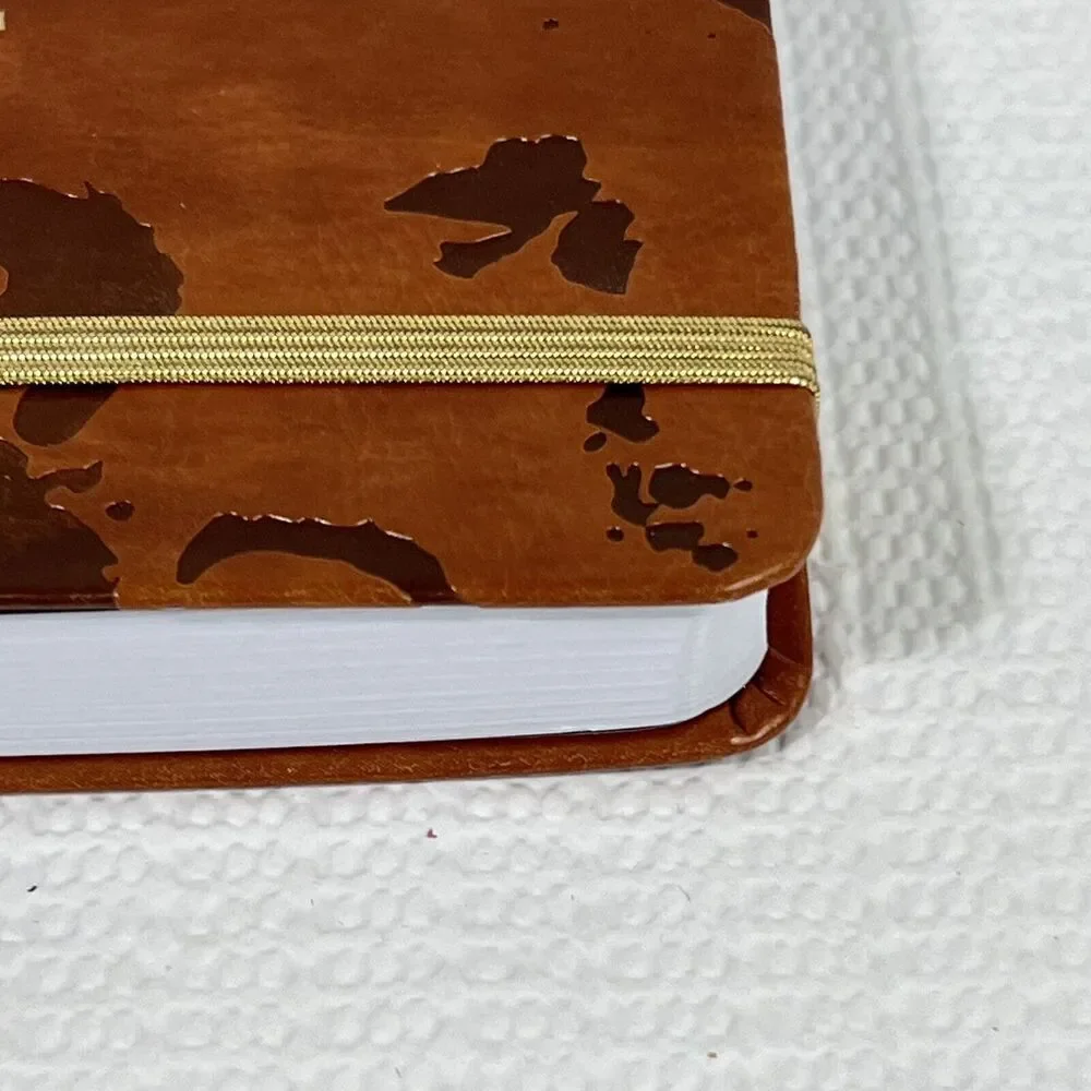 Eccolo TRAVEL Faux Leather Lined Hardcover Journal Notebook Brown Embossed